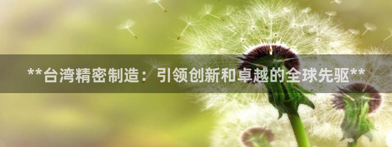 彩神v8手机客户端：**台湾精密制造：引领创新和卓越的全球先驱**